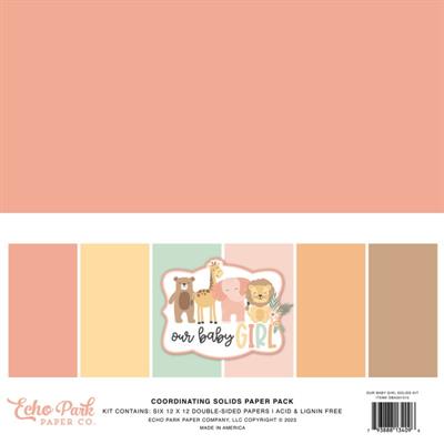 Echo Park Our Baby Girl Coordinating Solids Paper Pack 30x30cm