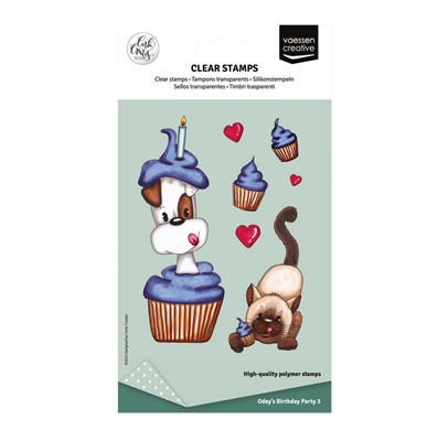Vaessen Creative • Timbre Trasparenti Odey's Birthday Party 3 10pz