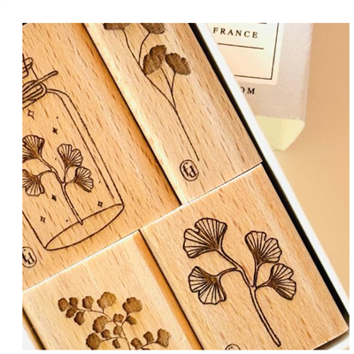 Set 4 tampons bois PRÉCIEUX GINKGO