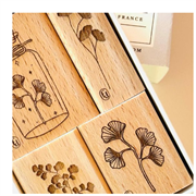 Set 4 tampons bois PRÉCIEUX GINKGO