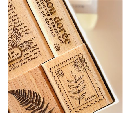 Set 4 tampons bois FALL IN LOVE