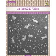 Nellie Snellen 3D Embossing Folder Bachground Rabbits & Tulips