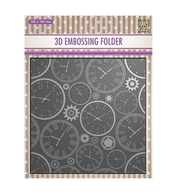 Nellie's Choice • Cartella per Embossing Sfondo Orologi 15x15cm