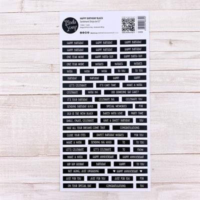 MODASCRAP SENTIMENT STRIPS HAPPY BIRTHDAY BLACK